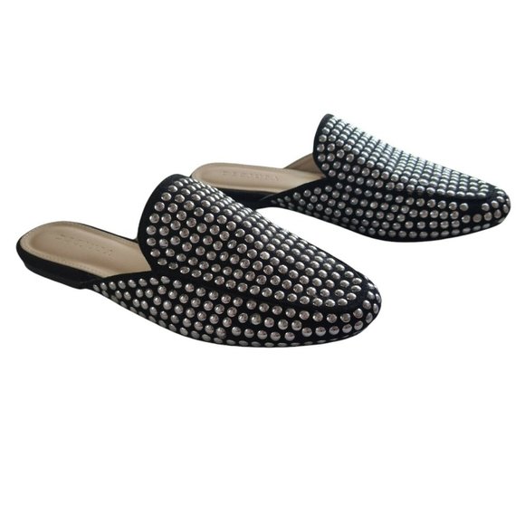 DECJUBA | Shoes | Decjuba Size 39 85 Black Silver Studded Slip On Flats  Slides | Poshmark